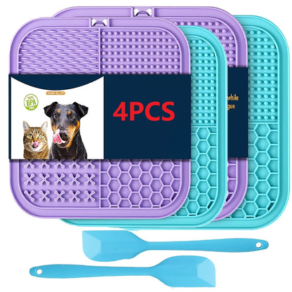 Licking Mat for Dogs & Cats with Suction Cup – Slow Feeder Pad for Bath Time, Boredom & Anxiety Relief, Peanut Butter Treat Lick Mat, Available in 1, 2 & 4-Pack