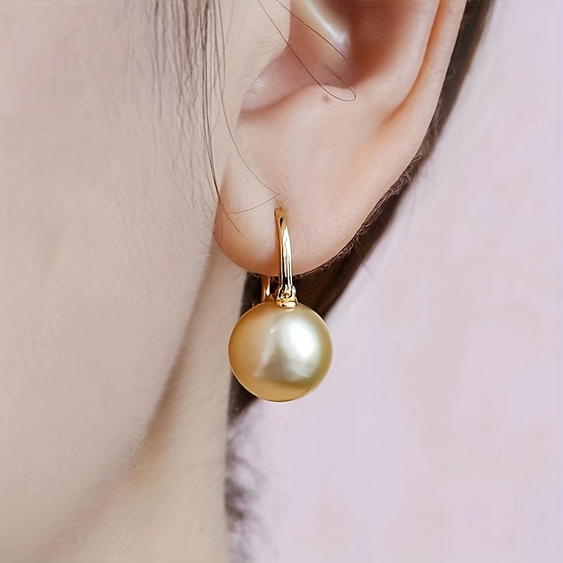 S925 Sterling Silver Pearl Drop Earrings for Women – Retro Elegant Round Design, Hypoallergenic, Lightweight, Perfect for Daily Wear, Parties & Gift Giving