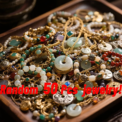 50pcs Vintage Jewelry Set for Women – Imitation Pearl & Zirconia Inlay, Heart Butterfly Star Moon Designs, Earrings Studs Necklace Bracelet Ring, Party Vacation & Holiday Gift