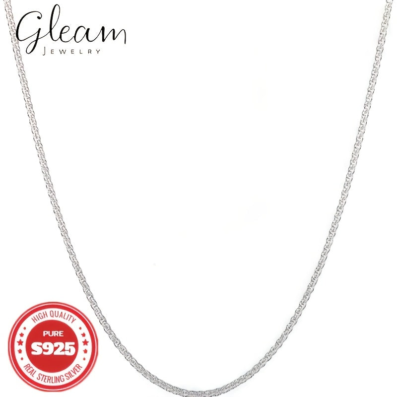 S925 Sterling Silver 4mm Wide Glittering Chain Necklace for Men Women – Solid Sparkling Unisex Jewelry, Gift Box Included, 18in & 22in, Birthday Valentine's Day Gift