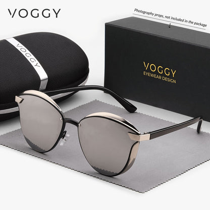 VOGGY Retro Butterfly UV400 Polarized Sunglasses for Men & Women – Lightweight Metal Frame Mirrored Lens, 8 Colors, Driving Hiking Cycling Fishing Travel Gift Box Included