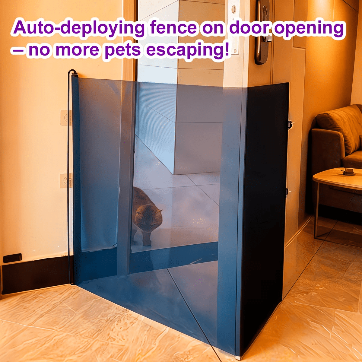 Adjustable Mesh Pet Gate – No-Drill, No-Hole Installation, Scalable Barrier Fence for Dogs & Cats – Fits Stairs, Doorways & Rooms, Black