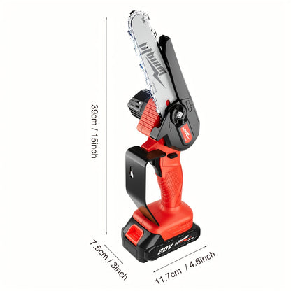 Mini Chainsaw Cordless 6 Inch Battery Powered Electric Chainsaw with Safety Guard Adjustable Chain Ergonomic Grip for Tree Trimming Branch Cutting Yard Work - Gift for DIY Home Garden Outdoor