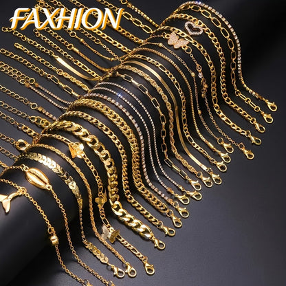 22-Pack Butterfly Tail Pendant Metal Anklet Set for Women Fashionable Elegant Layered Ankle Chain Jewelry for Daily Wear Parties Beach Holiday Gift for Her