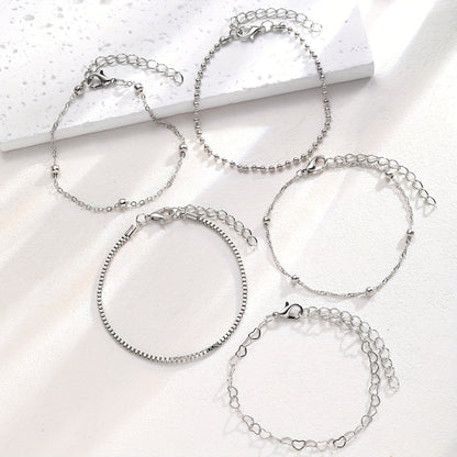 108pcs Women Jewelry Set Vintage Butterfly Heart Rhinestone Necklace Bracelet Anklet Ring Earrings Bundle Multi-Layer Chains Silver Fashion Jewelry Gift for Her