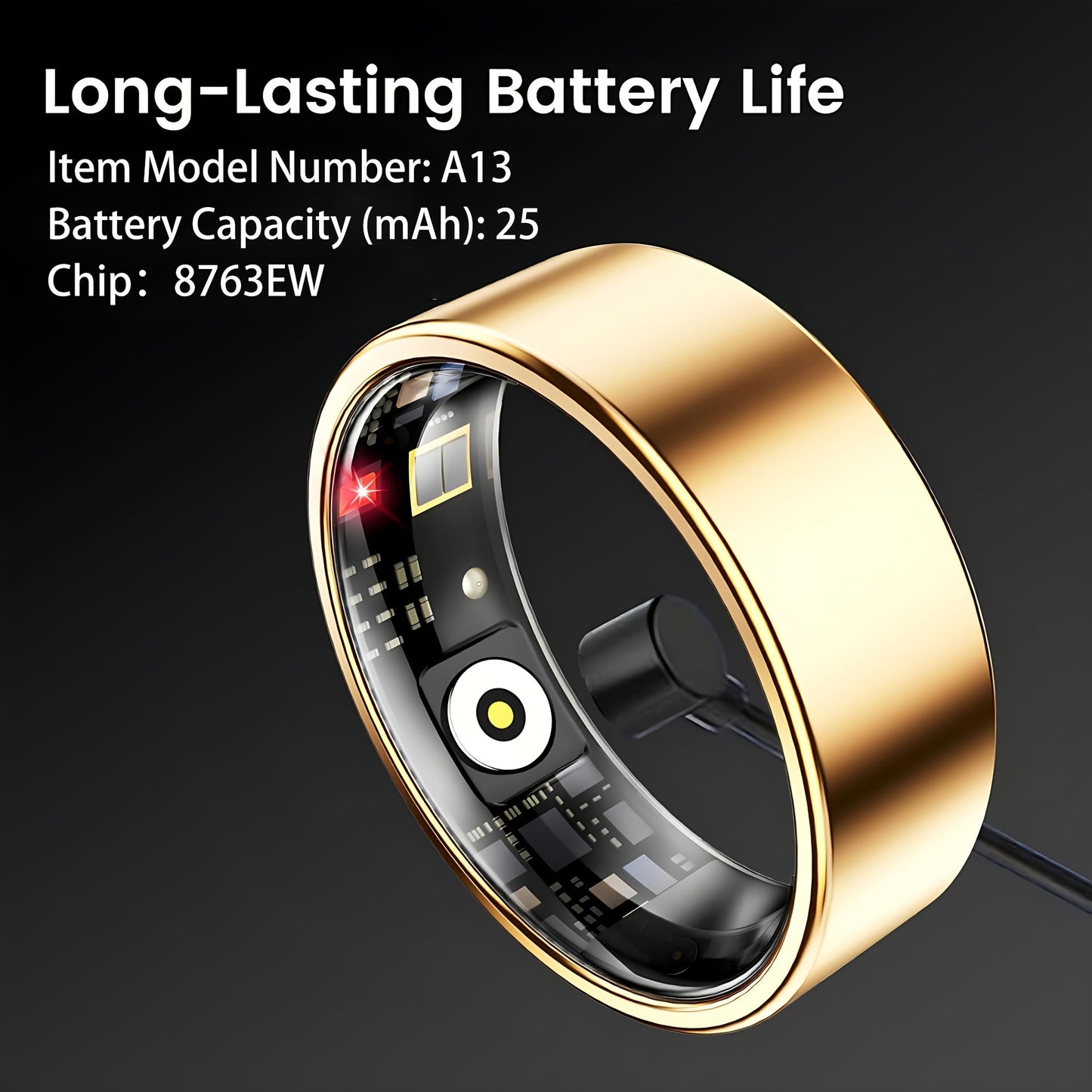 Smart Ring for Women & Men – IP68 Waterproof Fitness Tracker with Sleep Tracking, Step Counter, Exercise Monitoring & Camera Control, Lightweight Health Ring Compatible with iPhone & Android