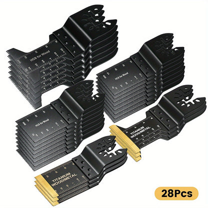 Titanium Oscillating Saw Blades Universal Quick Release Multi Tool Blades Set – 18/28/36/50 Pcs, Cuts Metal, Wood & Plastic, Compatible with Dewalt, Makita, Bosch & More