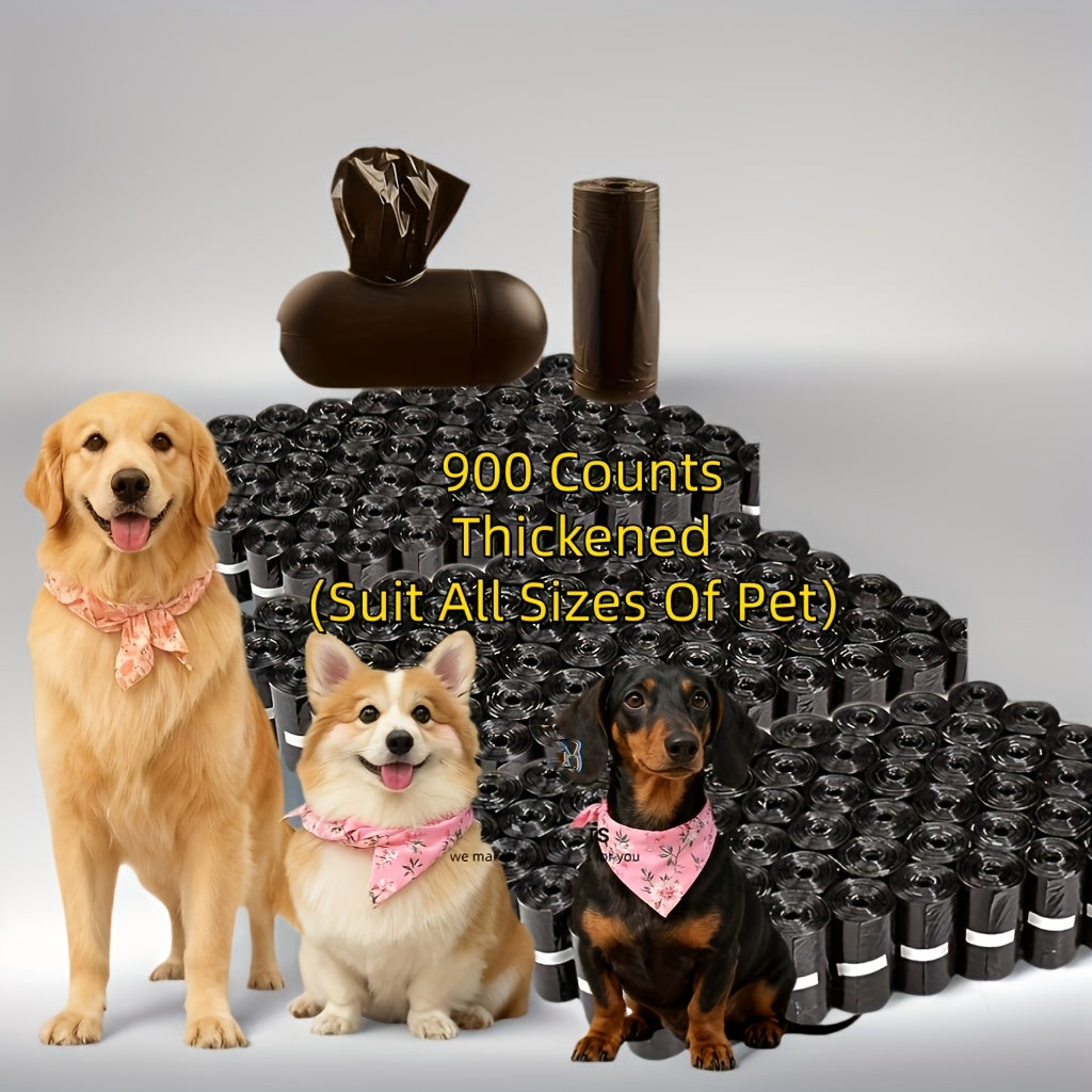 Dog Poop Bags with Dispenser 900 Count (60 Rolls) – Thick Leak-Proof Pet Waste Bags with D-Ring Clip for Leash & Keys, Easy-Tear Rolls for Dog Walking & Outdoor Use