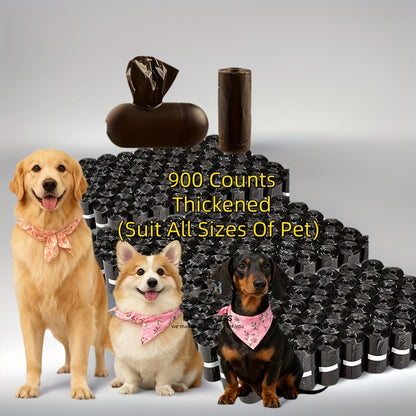 Dog Poop Bags with Dispenser 900 Count (60 Rolls) – Thick Leak-Proof Pet Waste Bags with D-Ring Clip for Leash & Keys, Easy-Tear Rolls for Dog Walking & Outdoor Use