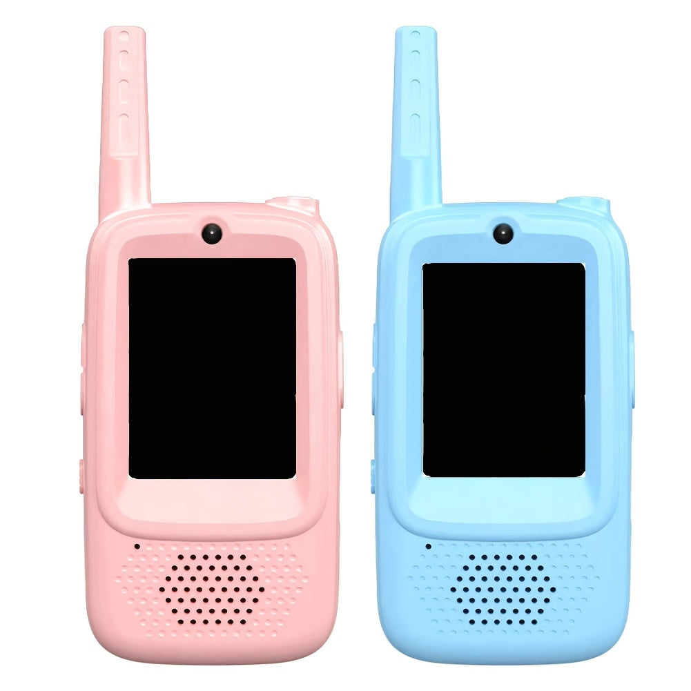 2-Pack Video Walkie-Talkie Set with HD Camera and Voice Changer UHF Handheld Two-Way Radio Wireless Communication for Outdoor Camping Travel Couple Gift Birthday Valentine Christmas