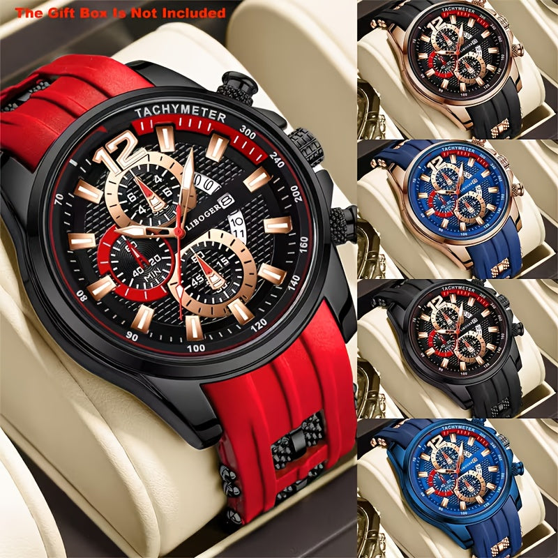 Men's Casual Quartz Watch Silicone Strap Date Display Sporty Analog Wristwatch – 11 Colors, Lightweight Fashion Watch for Men, Perfect Gift for Him Birthday Christmas Thanksgiving