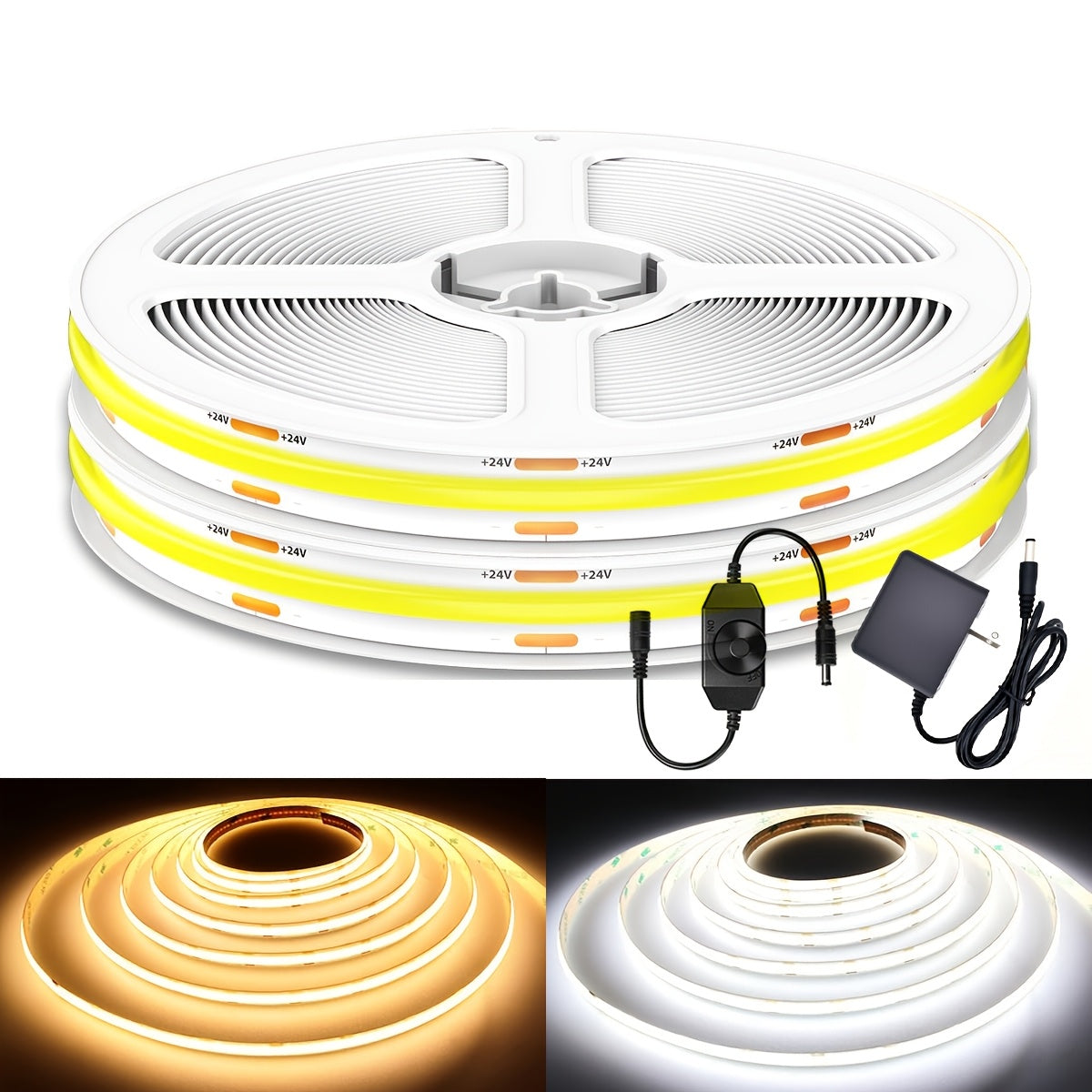 COB LED Strip Light 32.8ft 4800 LEDs Dimmable – Super Bright High Lumen Flexible LED Tape Light for Under Cabinet, TV Backlight, Bedroom, Kitchen & Holiday Decoration