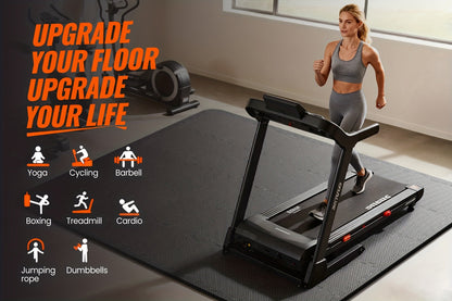 Interlocking Gym Floor Mats 36/48pcs EVA Foam Puzzle Tiles 12"x12" Non-Slip Exercise Mat for Home Gym Garage Playroom Fitness – Includes Border Strips, Coffee & Leaf Pattern