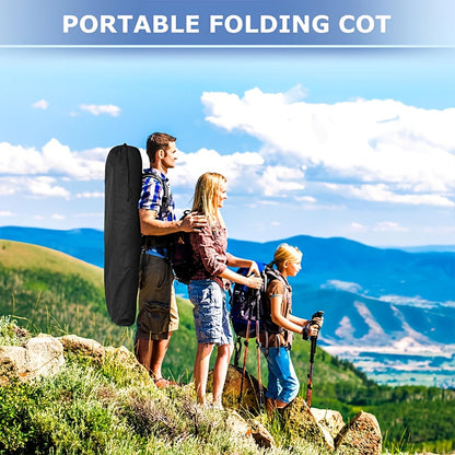 75 Inch Heavy Duty Camping Cot – Extra Large Folding Bed with Optional Flip Mattress & Carry Bag, 450/500/600 lbs Capacity, Portable Foldable Guest Bed for Adults Outdoor Camping