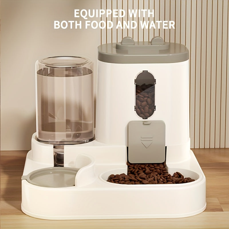 Automatic Cat Feeder Dual-Function Food & Water Dispenser Portion Control Healthy Diet Cute Design Pet Feeding Station Christmas Gift for Cat Lovers