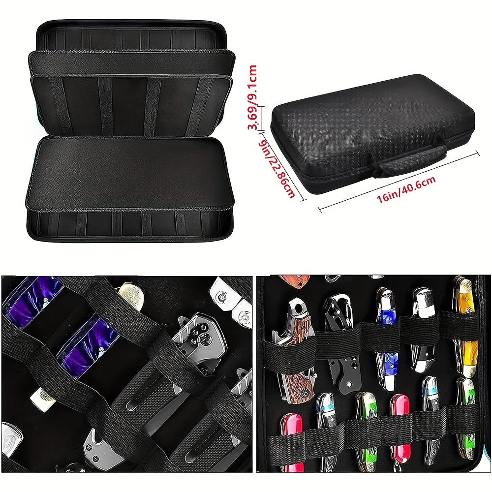 Knife Display Case 88 Slots Large Capacity Pocket Knife Storage Organizer for 66+ Folding Knives, Hard EVA Shell with Elastic Bands, 4 Slot Sizes, Smooth Zipper, Portable Carry Handle – EDC Knife Collector Case