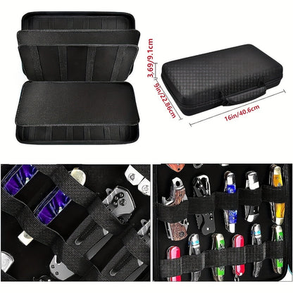 Knife Display Case 88 Slots Large Capacity Pocket Knife Storage Organizer for 66+ Folding Knives, Hard EVA Shell with Elastic Bands, 4 Slot Sizes, Smooth Zipper, Portable Carry Handle – EDC Knife Collector Case