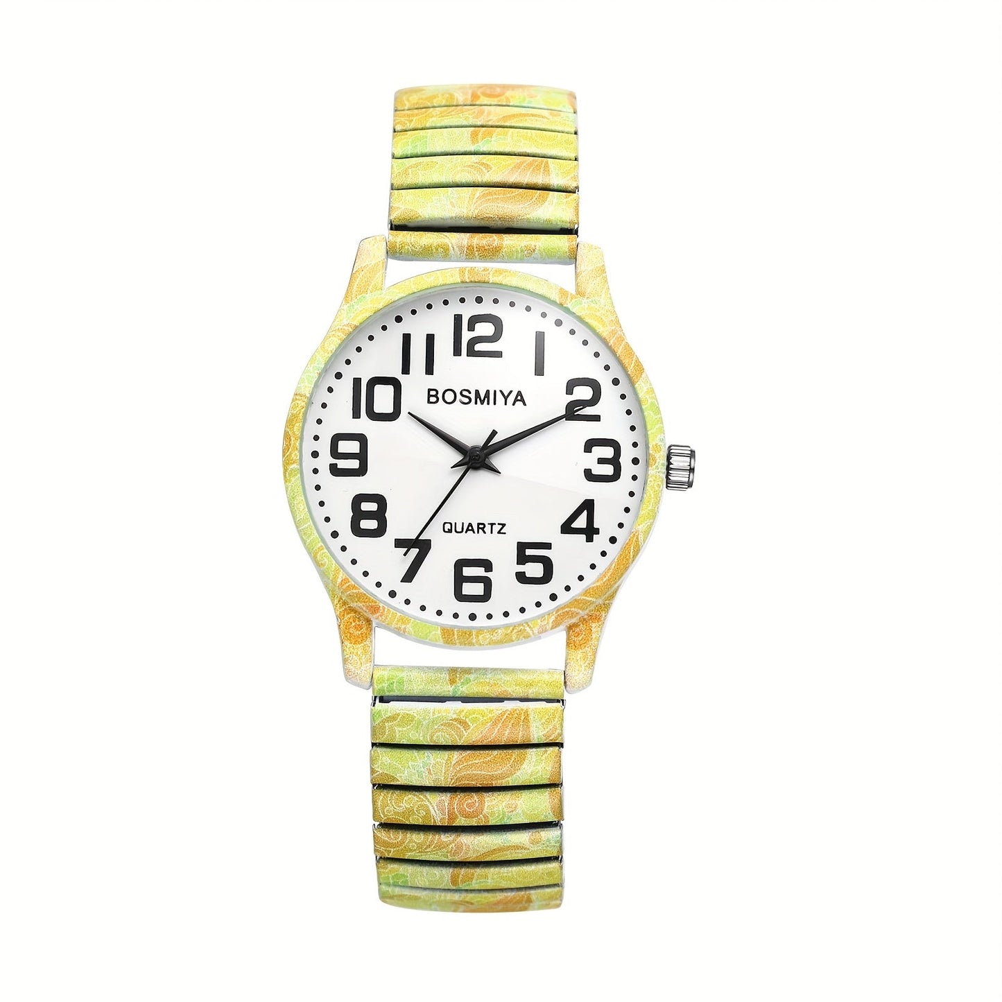 Bohemian Quartz Watch Unisex Printed Stretch Band Wristwatch – Starry Sky Sunflower Tree of Life Boho Designs, Large Arabic Numeral Dial, Nature-Inspired Gift for Women & Men Valentine Birthday