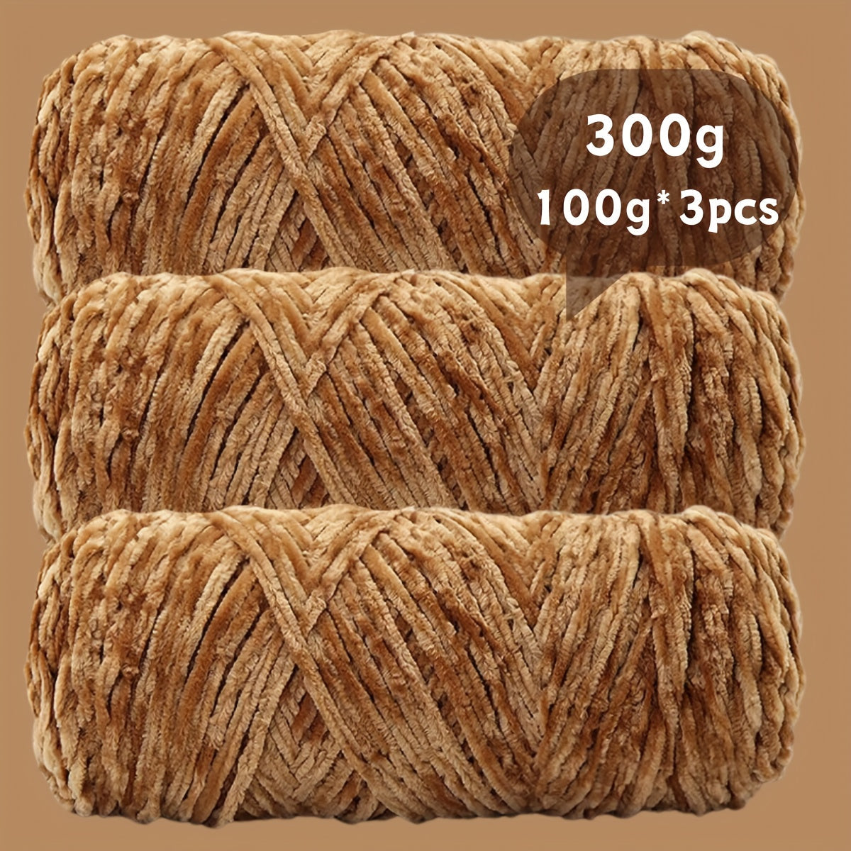 Velvet Chenille Yarn 3-Pack 300g (100g x3) Soft Bulky Knitting Crochet Yarn 47 Colors Beginner Friendly Luxury Handcraft for Sweaters Scarves Hats Dolls Bags Amigurumi DIY Projects