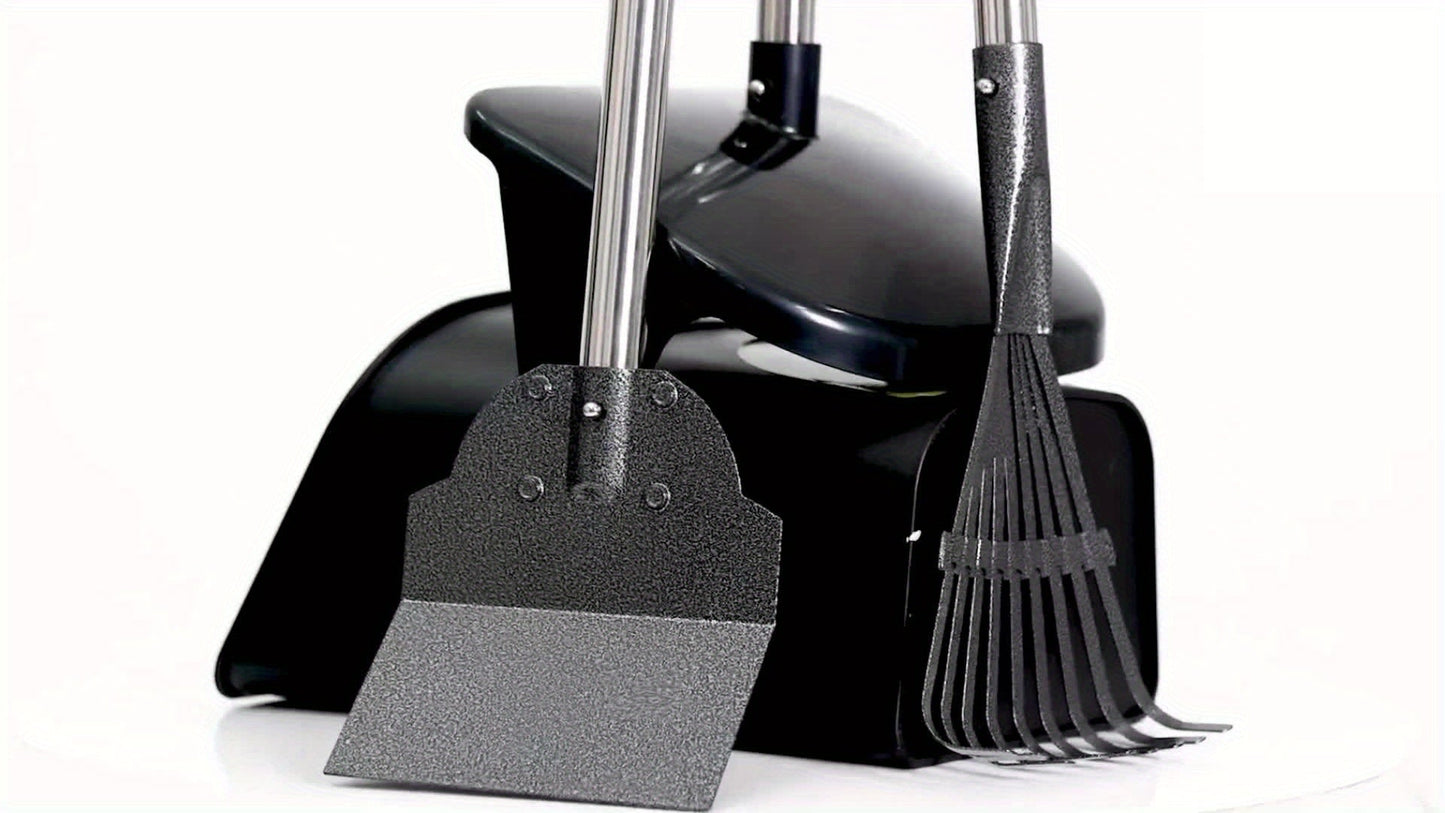 Dog Pooper Scooper Set Heavy Duty with Swivel Bin, Rake & Spade – Long Handle Pet Waste Removal Tool for Grass, Dirt & Gravel, Includes 40 Waste Bags, Great for Large Dogs