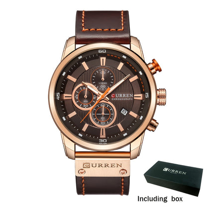 Men's Chronograph Sport Quartz Watch with Date Display – Stopwatch Wristwatch for Men 6 Colors Brown Blue Black Grey Casual Business Everyday Watch Gift