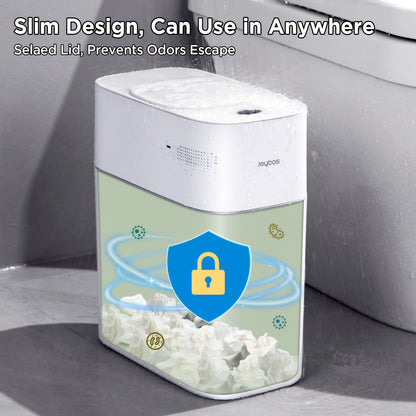 Automatic Smart Trash Can 3.8 Gallon / 14L – Touchless Motion Sensor, Wind Adsorption Auto-Expand Bags, Slim Odor-Seal Design for Bathroom, Kitchen, Office & Bedroom – 1 or 2 Pack