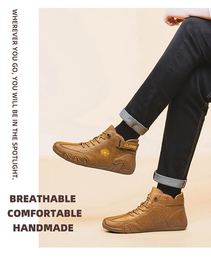 Men's High-Top Sneakers Breathable Lace-Up Casual Shoes Soft Rubber Sole Non-Slip Outdoor Walking Shoes for Men US 7-12 Multiple Colors