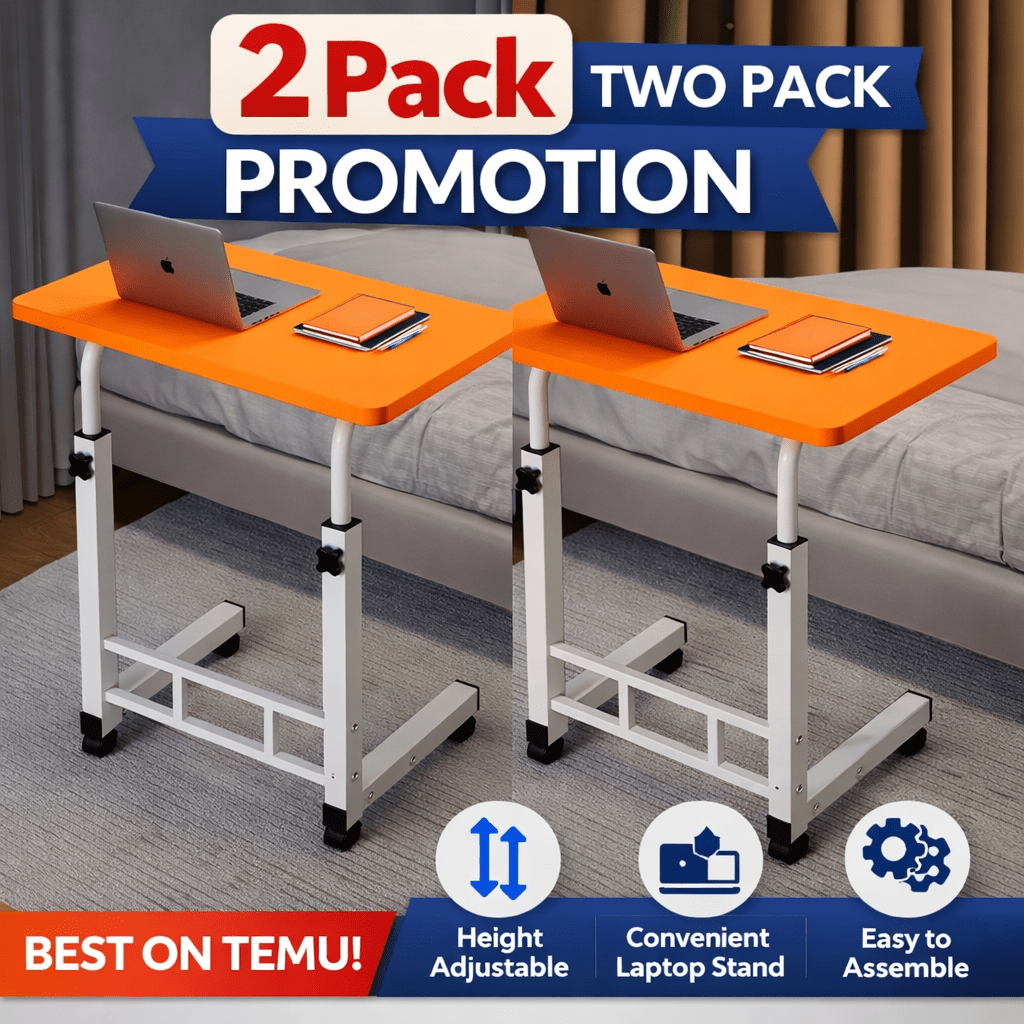 Mobile Lift Table Adjustable Height Rolling Laptop Desk Bedside Sofa Side Table for Bedroom Home Office