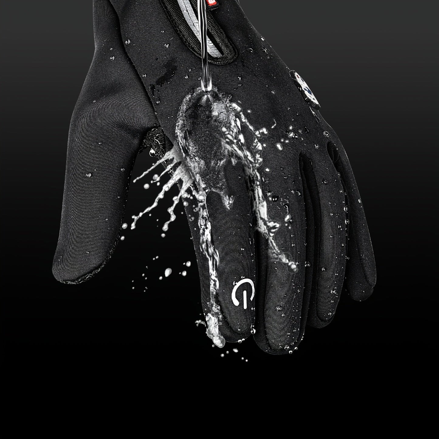 Windproof Waterproof Winter Sports Gloves with Touchscreen & Anti-Slip Grip – Warm Cycling Skiing Gloves for Men & Women, 100% Polyester, Zipper Closure, Sizes M-XL
