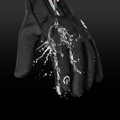 Windproof Waterproof Winter Sports Gloves with Touchscreen & Anti-Slip Grip – Warm Cycling Skiing Gloves for Men & Women, 100% Polyester, Zipper Closure, Sizes M-XL