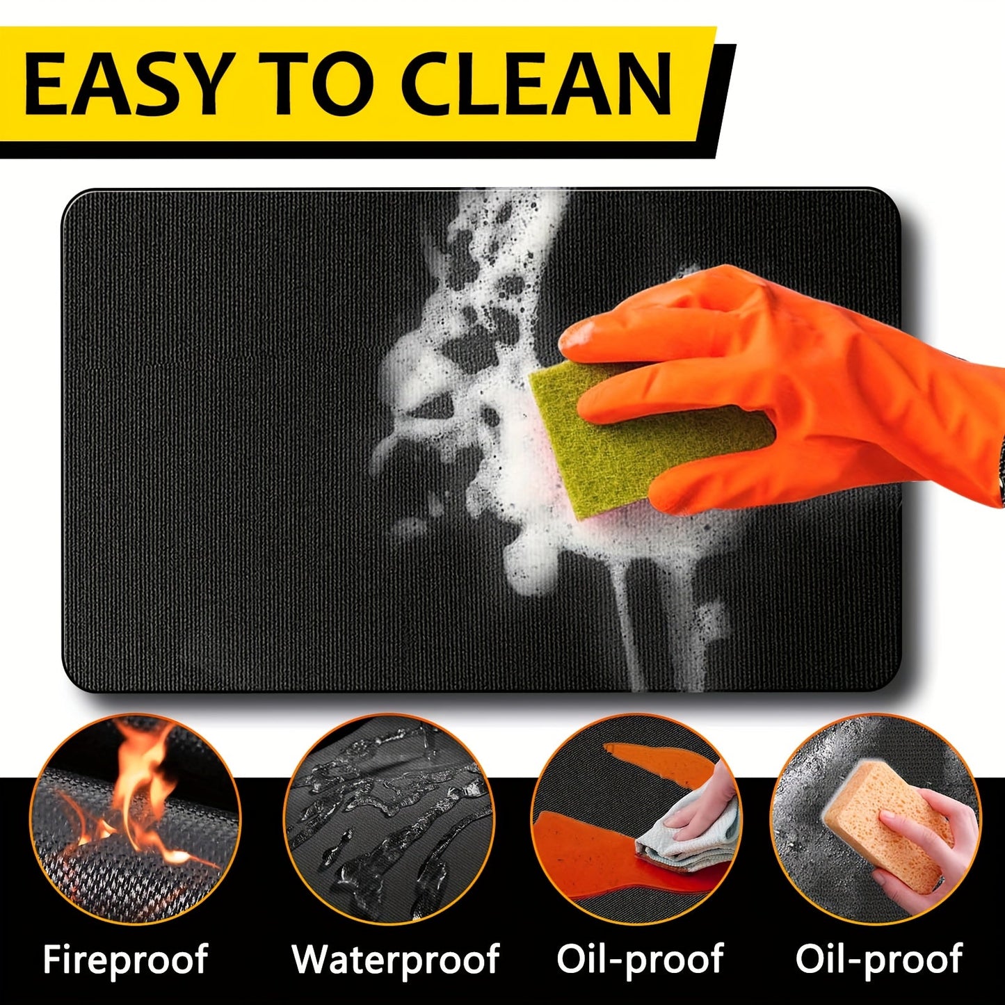BBQ Grill Mat & Fire Pit Pad – Double-Sided Fireproof Heat-Resistant Deck Protector, Waterproof & Oil-Proof, Easy to Clean, 7 Sizes for Outdoor Grills, Fireplaces, Fire Pits & Smokers