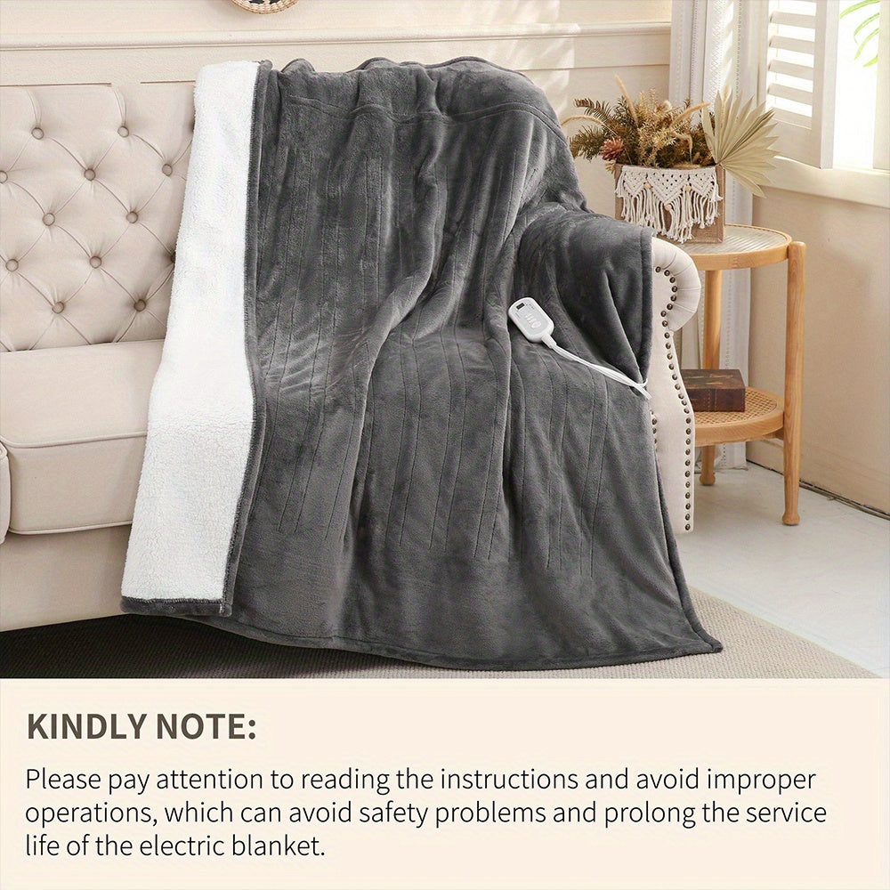 Electric Heated Blanket Flannel Extra Large with 8 Temperature Levels 10-Hour Auto-Off PTC+NTC Overheat Protection Machine Washable – Throw Twin Full Queen King Sizes