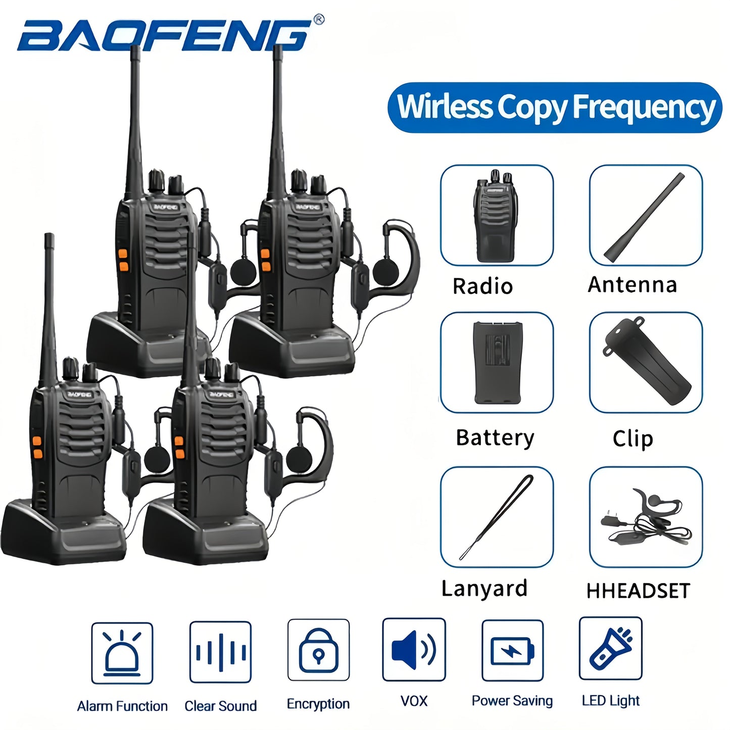 Baofeng BF-888S Walkie Talkies Long Range – Rechargeable UHF Two-Way Radios with Earphones, 16 Channels, VOX, Flashlight – 1/2/4/6 Pack for Camping, Hiking, Hunting & Outdoor Activities
