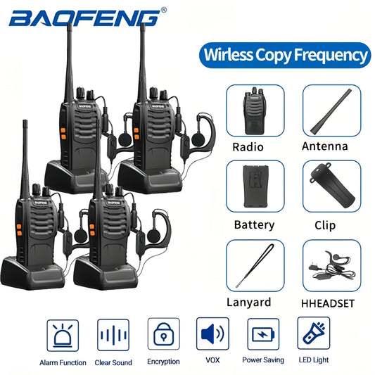 Baofeng BF-888S Walkie Talkies Long Range – Rechargeable UHF Two-Way Radios with Earphones, 16 Channels, VOX, Flashlight – 1/2/4/6 Pack for Camping, Hiking, Hunting & Outdoor Activities