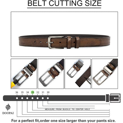 3Pcs Men's Leather Belt Set with Gift Box 1.25 Inch Adjustable Trim to Fit Dress Casual Jeans Classic Belt for Men Christmas Thanksgiving Gift