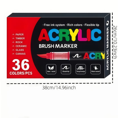 Acrylic Paint Markers Brush Tip Waterproof Quick-Drying Paint Pens for Rock Painting Wood Canvas Glass Ceramic Metal 12 to 168 Colors Art Craft Supplies Gift