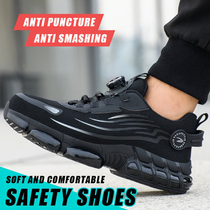 Steel Toe Work Shoes for Men Slip Resistant Safety Boots Breathable Composite Toe Sneakers Abrasion Resistant Construction Work Boots Black Dark Gray US 6-11