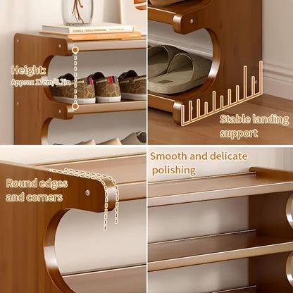 Shoe Rack 3/5/6 Tier Wood Grain Cube Organizer | Multi-Layer Space-Saving Shoe Storage Shelf | Easy No-Tool Assembly | Self-Standing Shoe Tower for Entryway Closet Dorm Bedroom | Brown