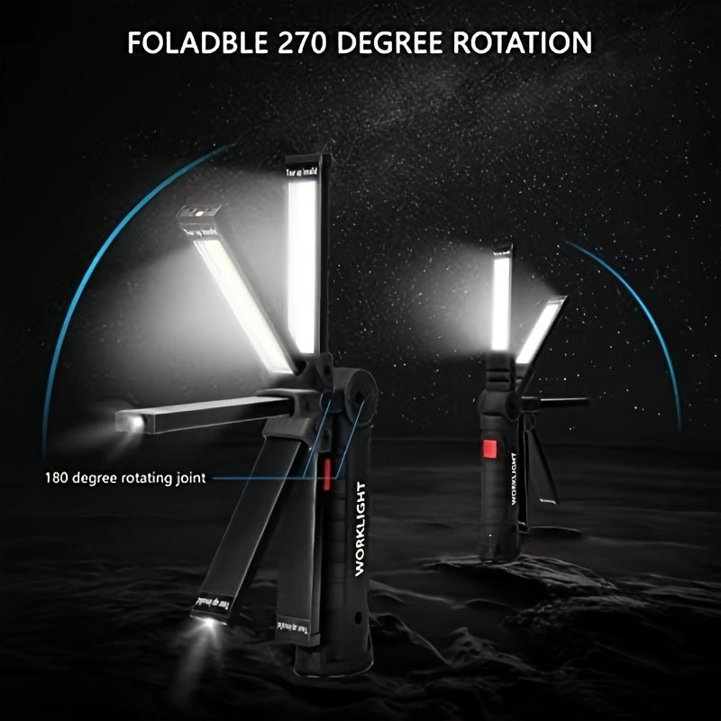 Rechargeable COB LED Work Light with Magnetic Base – 1000 Lumen Portable Camping Flashlight, 5 Modes, USB-C, Hanging Lamp for Garage Yard Emergency Outdoor Use, 2/3/4 Pack
