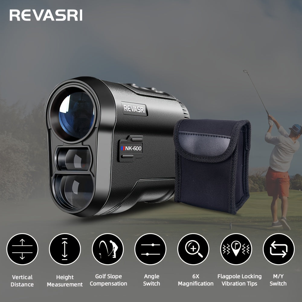 REVASRI Golf Rangefinder 650 Yards – Laser Range Finder with Golf Mode Slope Compensation Speed Height Horizontal Vertical Distance Two-Point Measurement for Golf Hunting Archery Outdoor
