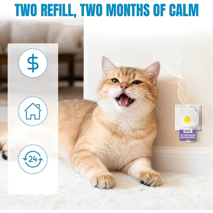 Pheromone Calming Diffuser for Cats & Dogs 3-in-1 – Reduces Anxiety Spraying Urination Fighting & Territory Marking Includes 1 Diffuser + 2 Refills