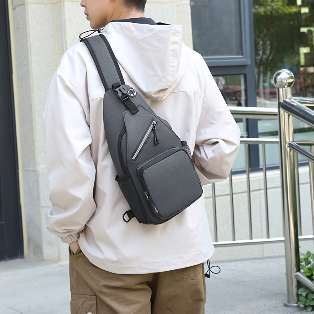 Large Capacity Crossbody Shoulder Bag for Men & Women – Multi-Purpose Embroidered Sports Style Travel Bag with Secure Zipper, Hands-Free Daily Commute & Outdoor Use, Multiple Colors