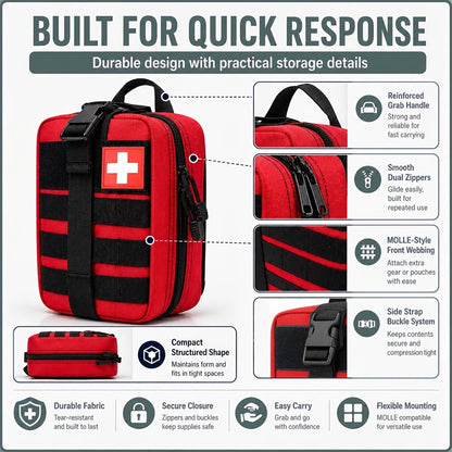 Professional First Aid Kit 399 Piece & 99 Piece Survival Gear Emergency Kit for Hiking Camping Hunting Car Travel – Includes Scissors Tweezers Splints – Gift for Men