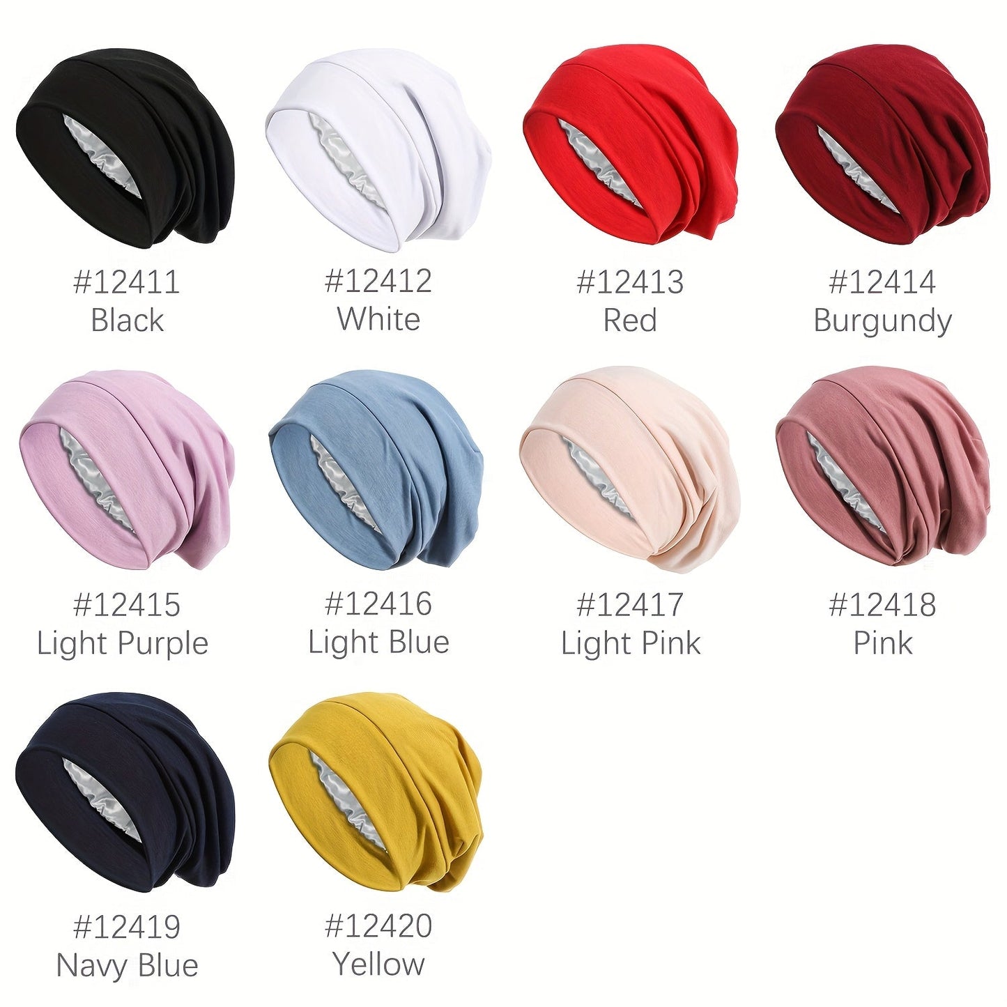Turban Hat 4 Pack for Women - Soft Satin Lining Muslim Turban Sleep Cap, Chemo Hat Beanie Headwrap for Cancer Hair Loss, Comfortable Breathable Bonnet for Daily Wear & Night Sleep