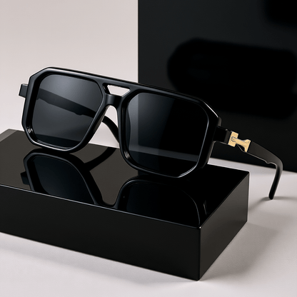 Oversized Square Frame Sunglasses Unisex UV Protection Retro Tortoiseshell Arms Men Women Travel Beach Daily Wear Includes Case and Cleaning Cloth 6 Colors
