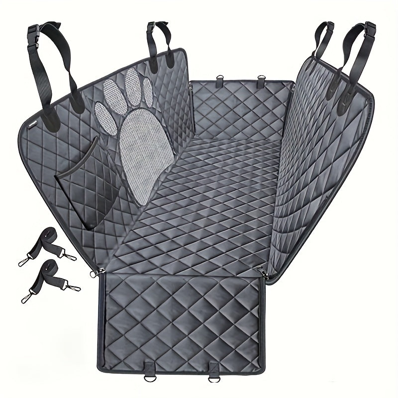Dog Seat Cover Hammock – Heavy Duty Waterproof Scratch-Resistant Pet Rear Seat Cover for Cars, Trucks & SUVs, Anti-Slip Durable Soft Car Mat with Open Net, Dog Car Seat Cushion & Trunk Protector