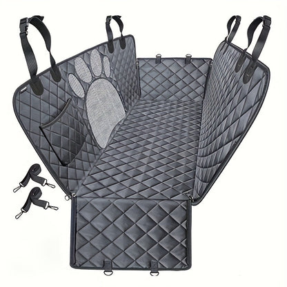Dog Seat Cover Hammock – Heavy Duty Waterproof Scratch-Resistant Pet Rear Seat Cover for Cars, Trucks & SUVs, Anti-Slip Durable Soft Car Mat with Open Net, Dog Car Seat Cushion & Trunk Protector