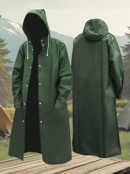 Waterproof Hooded Long Raincoat for Men & Women – Full-Zip Windproof Outdoor Rain Jacket with Adjustable Hood, Loose Breathable Fit for Hiking, Cycling, Fishing & Biking – Unisex Adult Rainwear