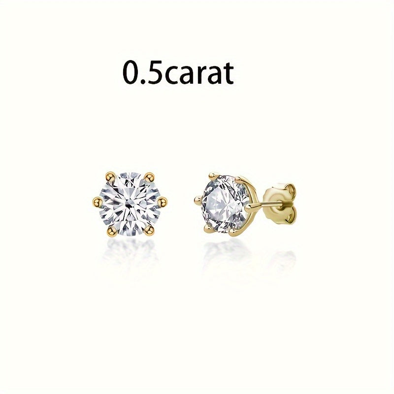 Moissanite Stud Earrings 925 Sterling Silver 0.5 1 2 3 Carat Diamond Alternative Earrings for Women Elegant Korean Japanese Style Hypoallergenic Jewelry Gift