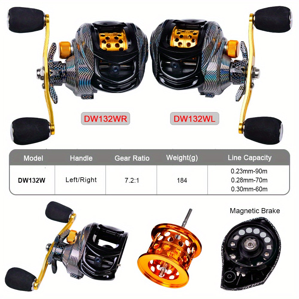 Ambidextrous Fishing Reel – Left & Right Hand Casting Reel, Aluminum Alloy, High-Performance Bearings, Freshwater & Saltwater, Compact Sporty Design